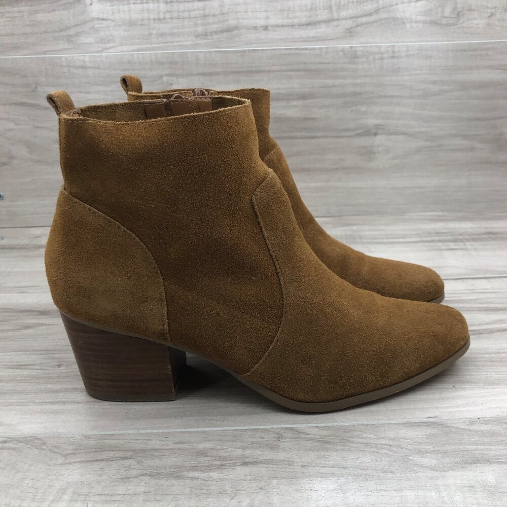Crown Vintage Ankle Boots Womens 9 Brown Suede Zip Booties